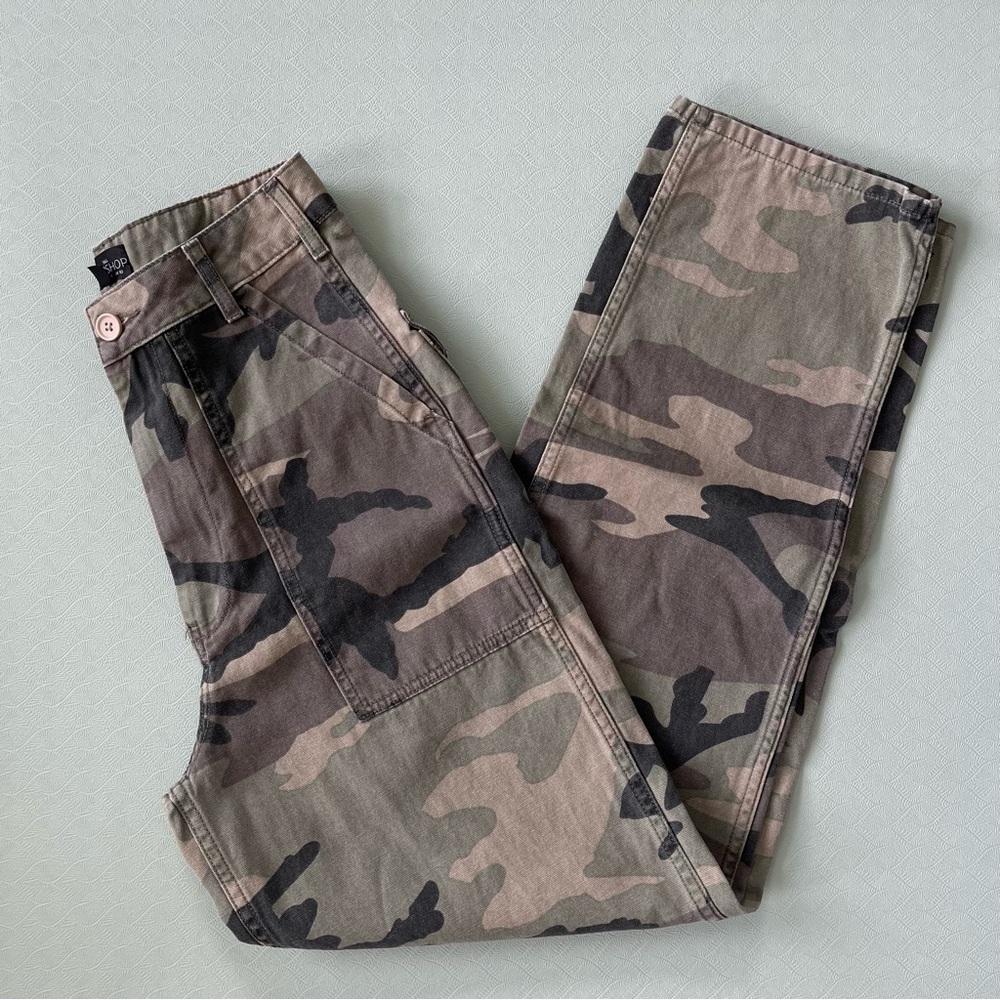 Topshop  Women’s Camo Cargo Pants Relaxed Fit Sz 6 Tall